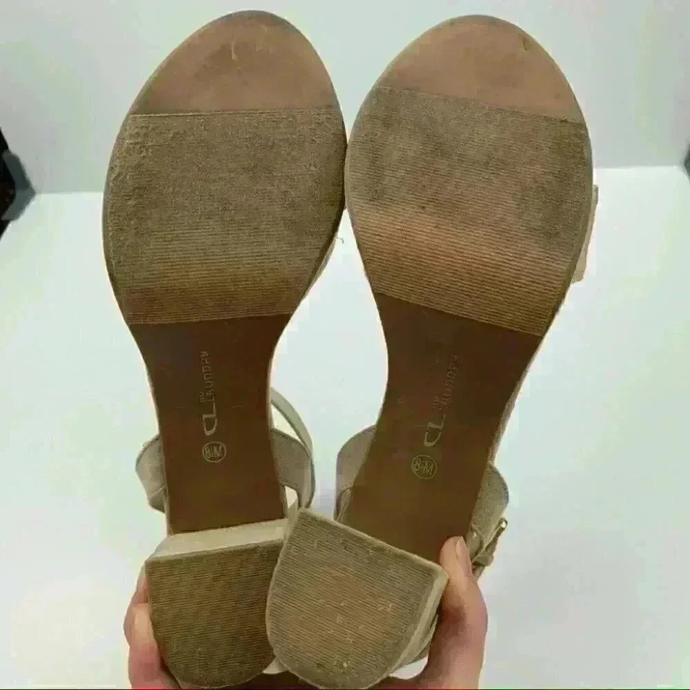CL by Chinese Laundry heels sz 8.5 39 beige chunky y2K 90s vintage